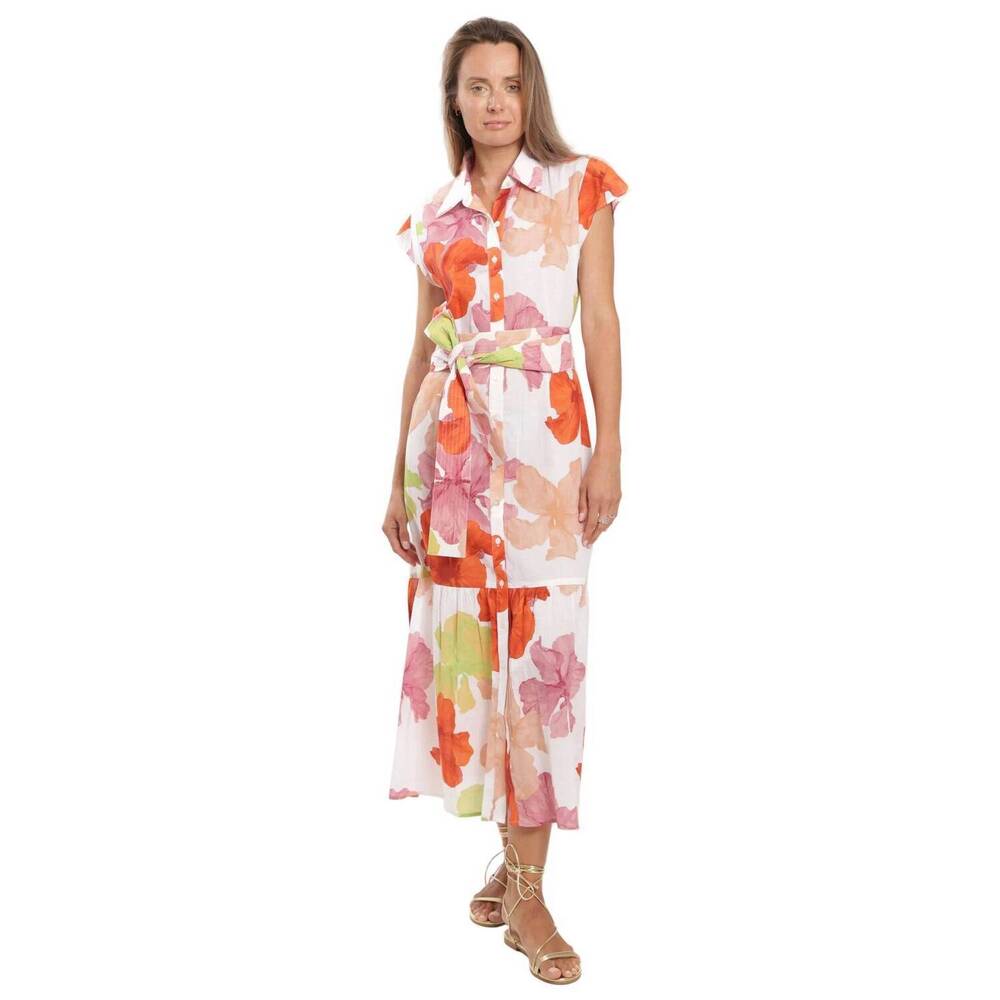 NEW BINDU ines floral midi dress in collage